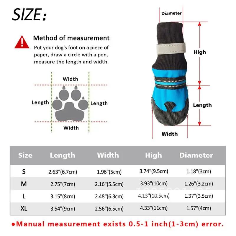4Pcs No-slip Pet Dog Reflective Rain Wear Waterproof Warm Boots Outdoor Sock Labrador For Safety Shoes Medium Shoes Dogs Dog