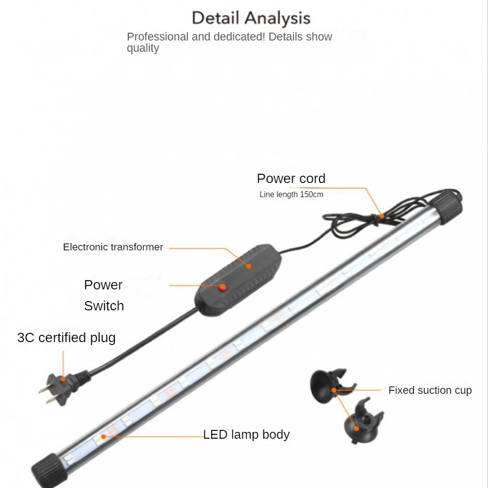 Submersible LED Fish Tank Light Bar Multi-Color LEDs Change,19-119CM,Full Spectrum LED Aquarium Ornamental Plant Strip Light