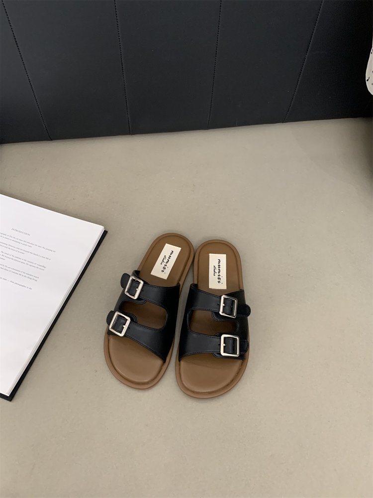 Free Shipping 2025 new slides designer Slippers for womans flat sandals fashion black slipper outdoor Indoor buckle women shoes