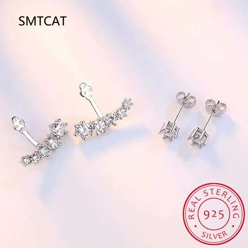 New Stud Earrings 5mm D Color Moissanite Drop for Women Real Sier Piercing Jewelry Certificate Front and Back Dual Purpose