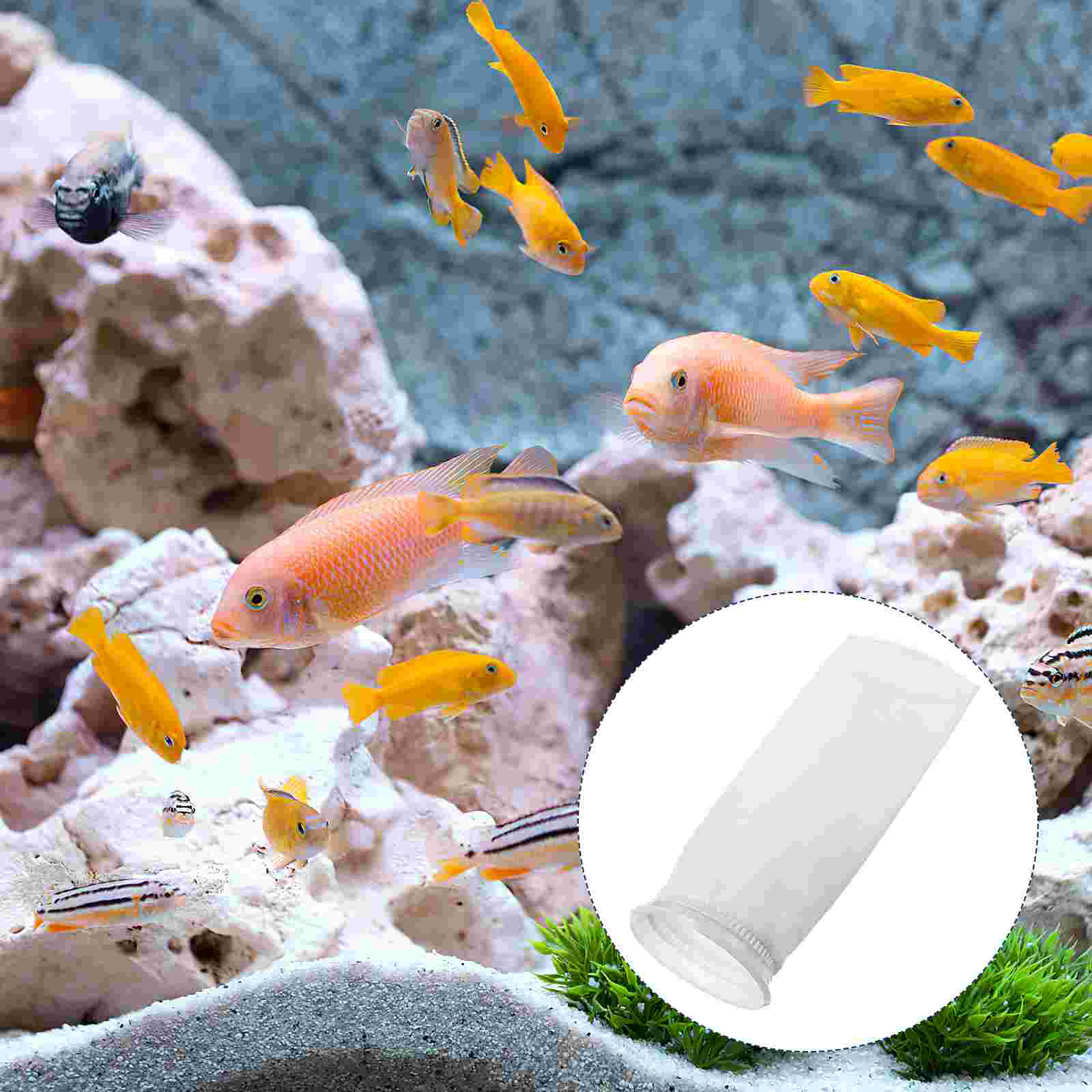 2pcs Aquarium Filter Socks Fish Tank Filtering Bags 4 Inch Ring Diameter Fish Tank Filter Socks (100um)