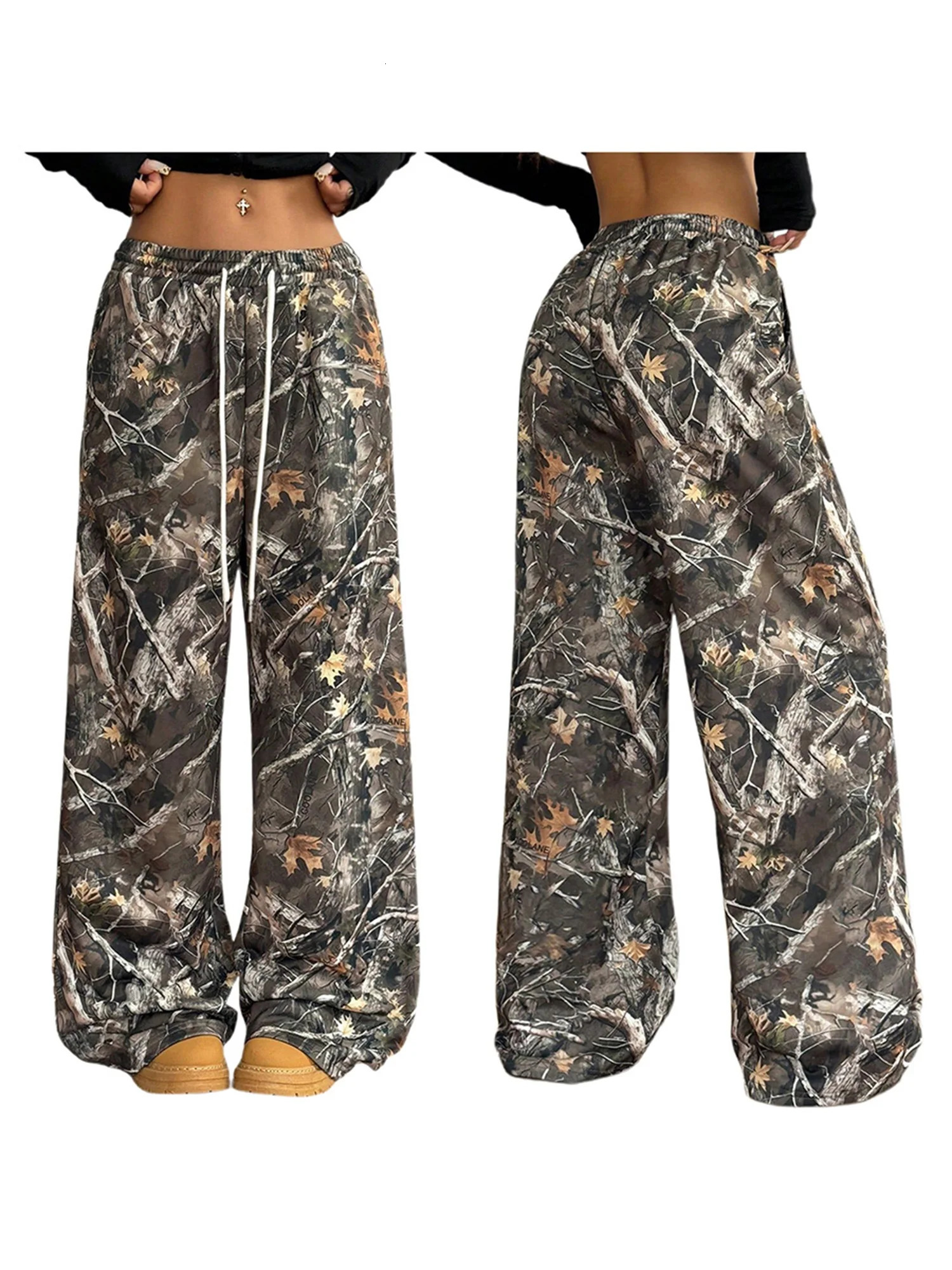 Women s High Waisted Camo Cargo Pants with Pockets Loose Fit Camouflage Print Trousers for Outdoor Activities 250304