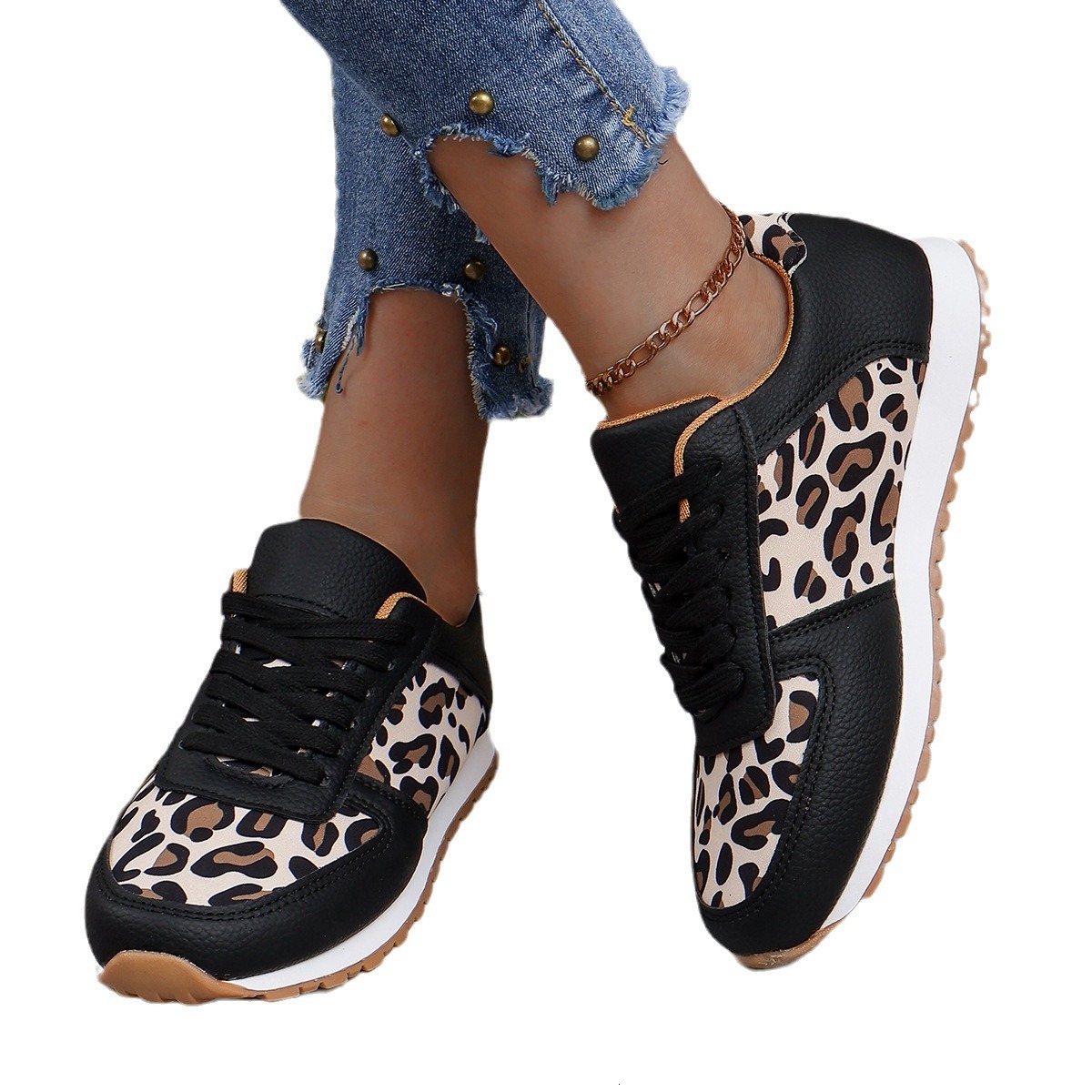 Leisure color leopard print sport autumn winter new oversized sports shoes 2025 temu with thick sole for and women ddmykukumalu