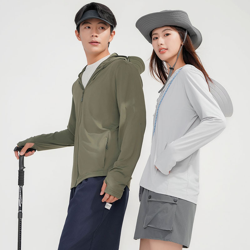 Upf50+Ice Skin Ice Silk Sunscreen Clothing Women New Summer Lightweight Jacket for Men UV resistant and Breathable tracksuit
