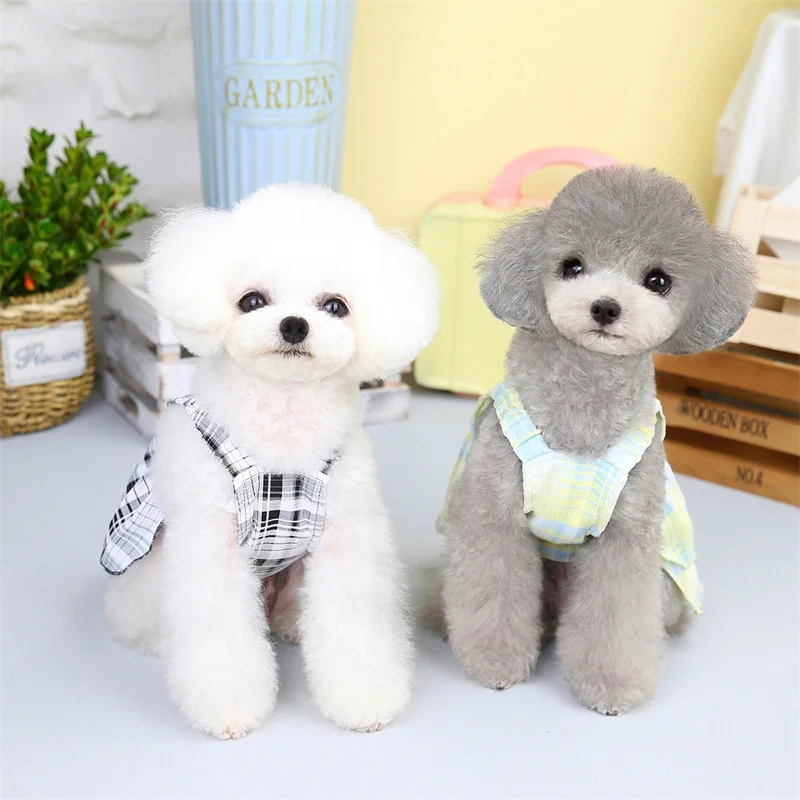 Small Dog Dress Cat Skirt Summer Pet Clothes Chihuahua Yorkshire Pomeranian Shih Tzu Maltese Schnauzer Puppy Dresses Costume XS