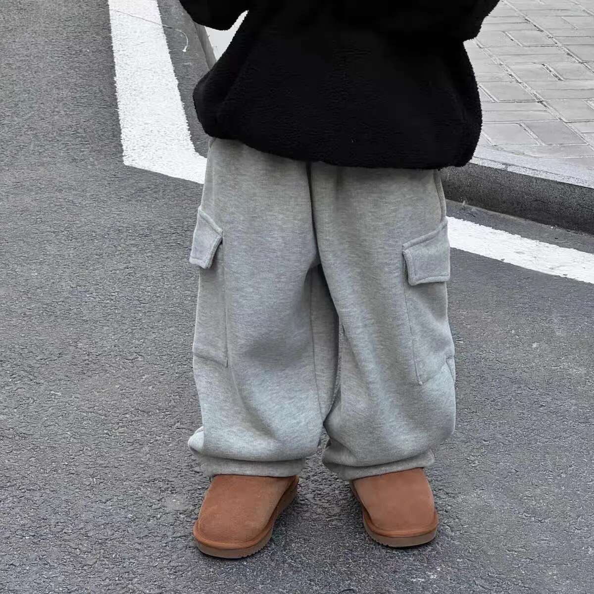 Ddmyshoesvip Winter Plush New Korean Children S Clothing For Boys Thickened Baby Warm Casual Kids Cargo Pants