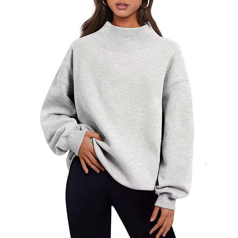 Custom Womens Oversized Plain Sweatshirts Turtleneck Pullover Long Sleeve Hoodies Tops Fall And Winter Casual Outfits Clothes
