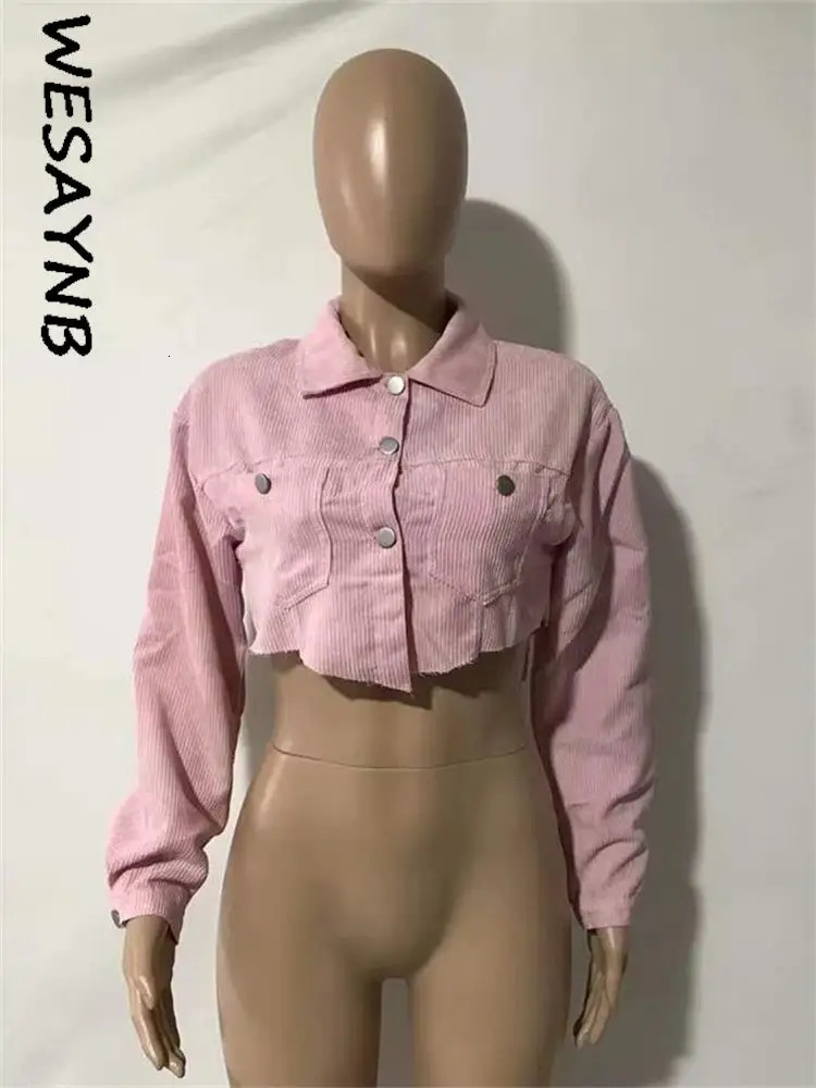 Streetwear Women Long Sleeve Casual Cropped Jackets For Women Top Fashion khaki Pink Coats Buttons Top Jackets Fall 250304