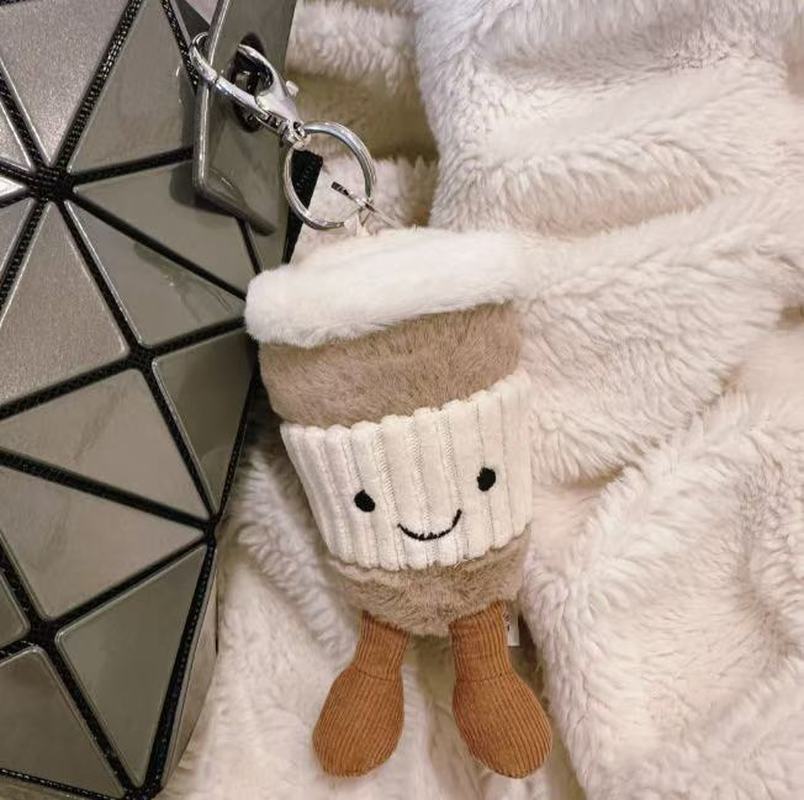 New Jelly Cat 15cm Fun Coffee Cup Super Cute Pendant Decoration Accompanying Cup Bag Hanging Decoration Keychain Cute Gift