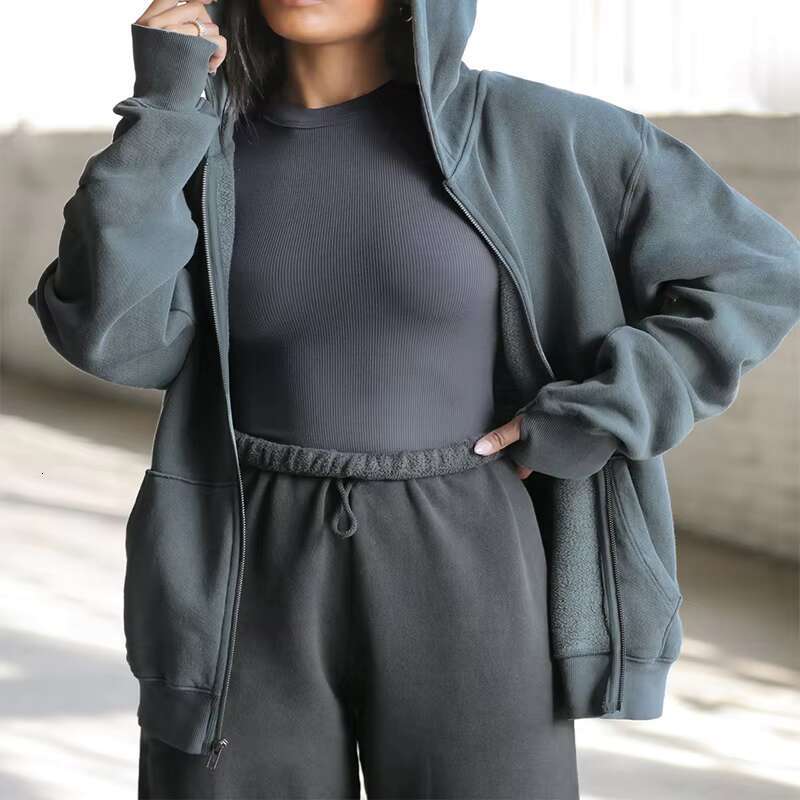 Custom Sport Plain Women Heavyweight Fleece Hoodie Jacket With Zipper Spring