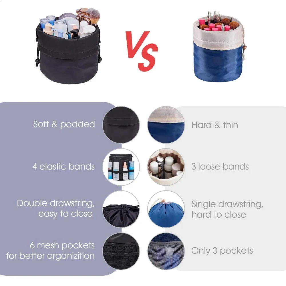 Ship from US Bucket style makeup bag travel large toilet organizer waterproof women 250305FBB