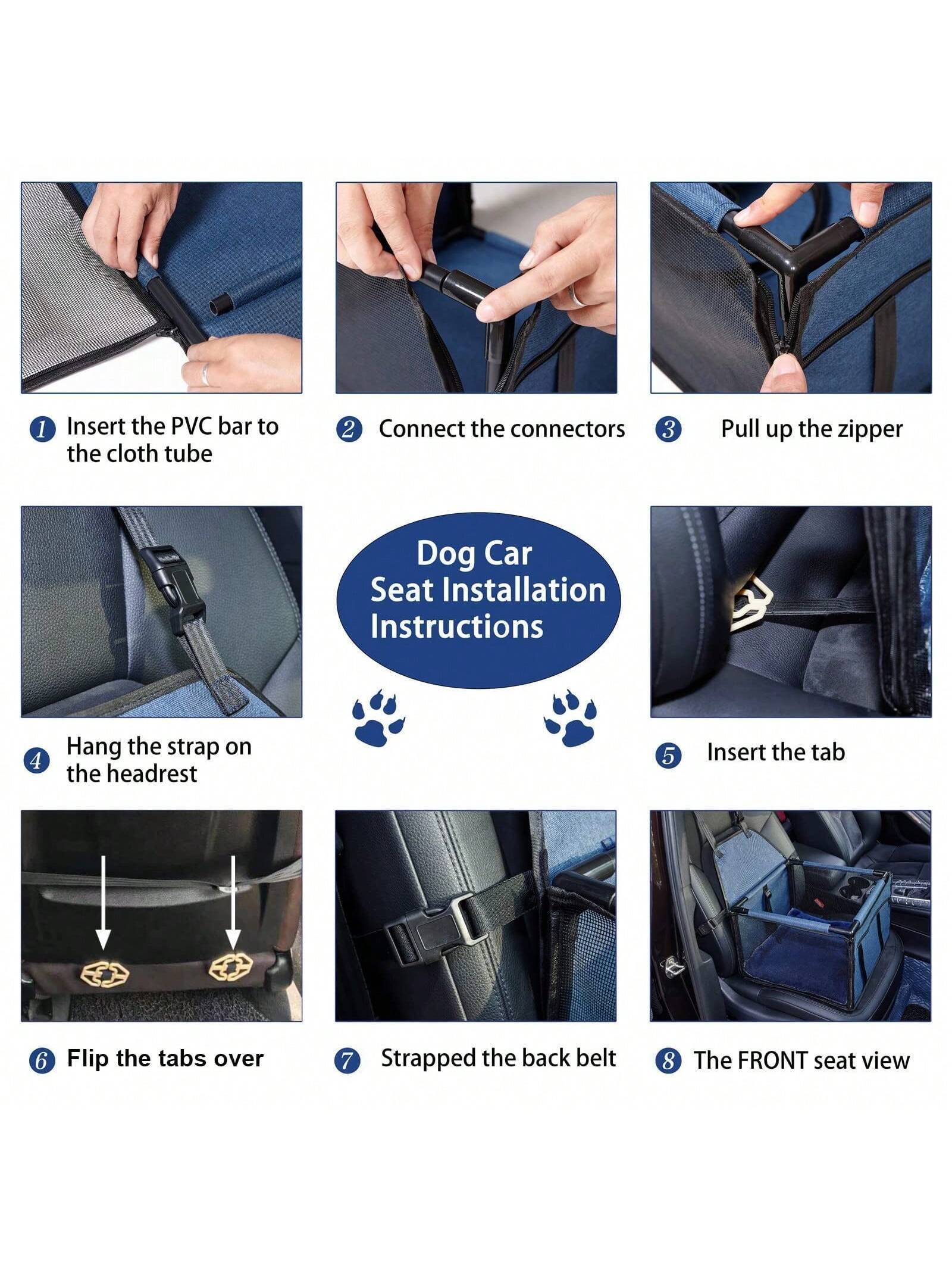 1pc Dog Car Seat with Upgrade Support Rod, Breathable & Foldable Pet Basket, Portable Seat for Small & Medium Pets Dog car bed