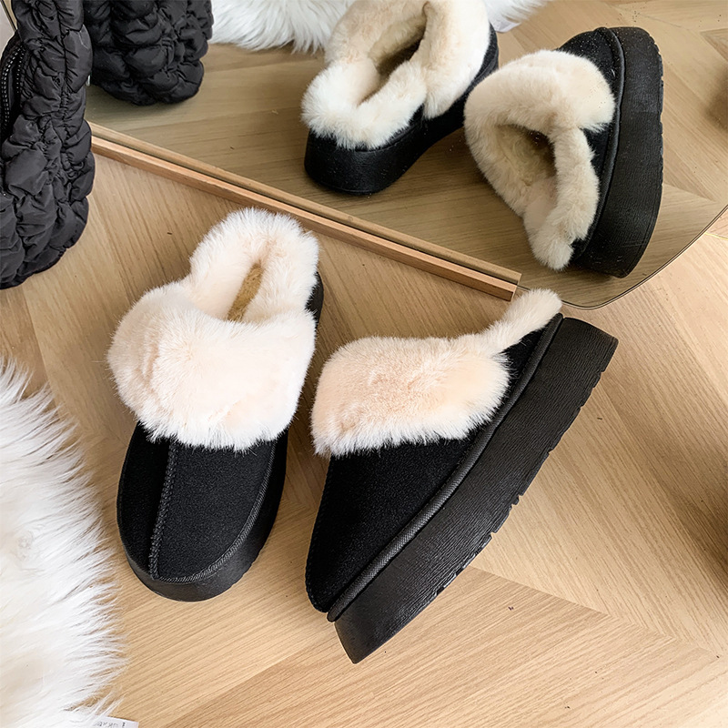 Warm and casual plus size plush cold resistant home new slippers 2025 for women wearing thick soles on the outside ddmykukumalu