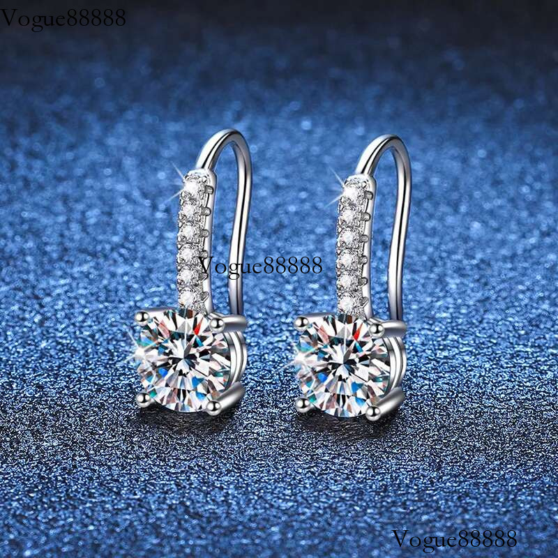 2 Pcs 1 Carat Moissanite Drop Earrings for Charming Lady Sterg Sier Ear fine Jewelry dating party gift