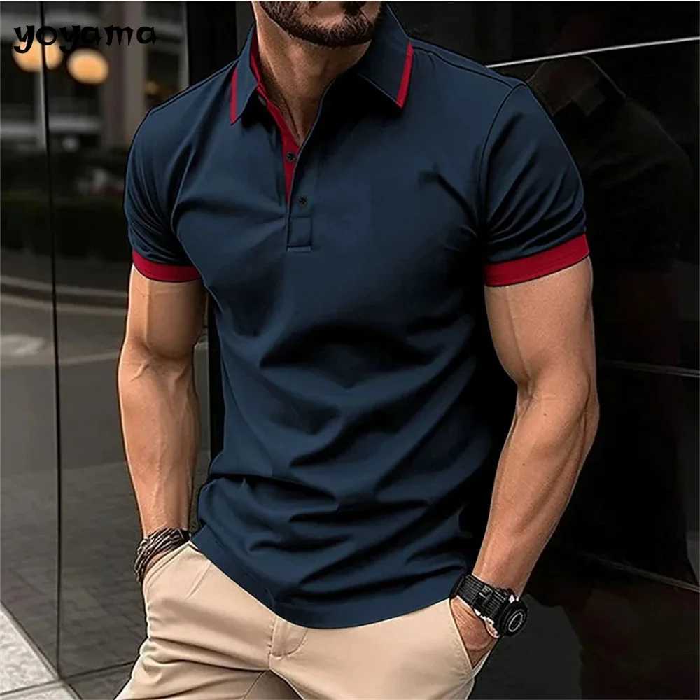 Solid Coloured Printed Polo Mens Clothing Simple 3D Print T-shirts for Men Breathable Mens Short Sleeve Polo Casual Loose TopsT250225