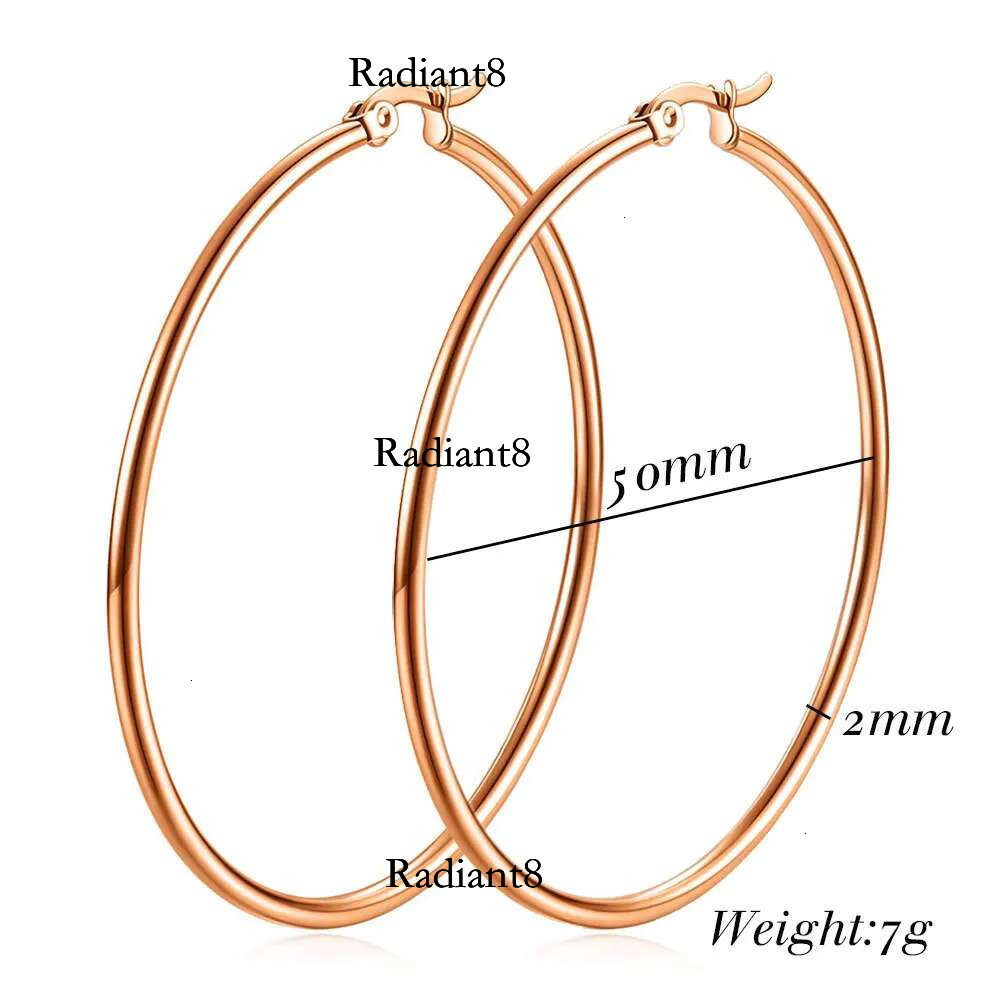 HNSP 50MM Circles Stainless Steel Hoop Earrings For Women Ear Jewelry Fashion Trend Female Girl Accessory