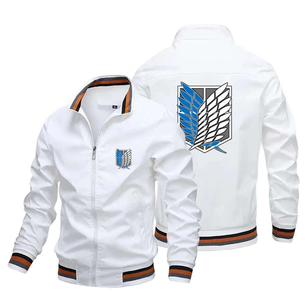 Men's Baseball Jacket, Japanese Manga Print, Attack on Titan, Y2k Street, Harajuku Style, Motorcycle, 20224, S-4XL