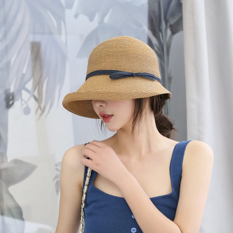 Womens summer hat Womens bucket hat Straw hat beach hat ceremony womens hats spring belt visor sun protection hat 250303