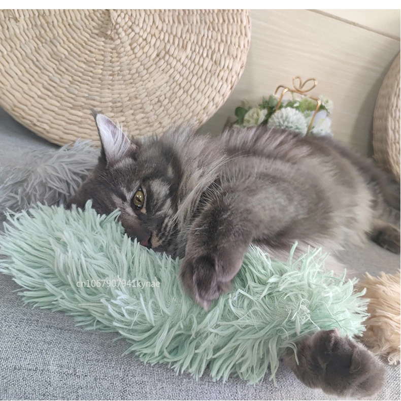 Plush Cat Chew Toy Catnip Self-hi Bite Toys Strip Pillow Teaser Toys for Cats Soft Interactive Cat Plaything Katten Speelgoed