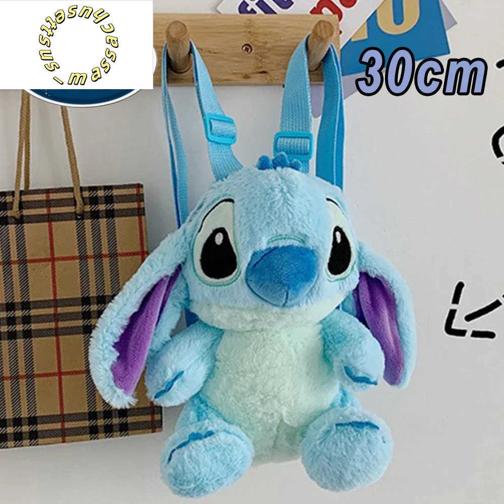 Backpacks Miniso Stitch Plush Backpack Kawai Cute Doll Shoulder Bag Autumn And Winter Style Childrens Schoolbag Kindergarten Gift Y250305Z7NB