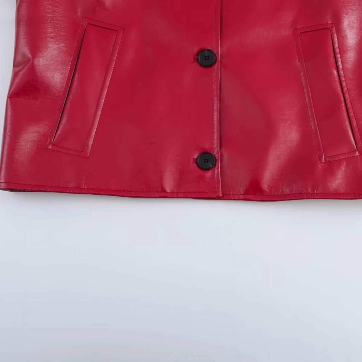ZBZA Womens Leather Jacket Lapel Long Sleeves Singlebreasted Side Pockets Tops Spring Summer Casual Slim Fit Chic 250226