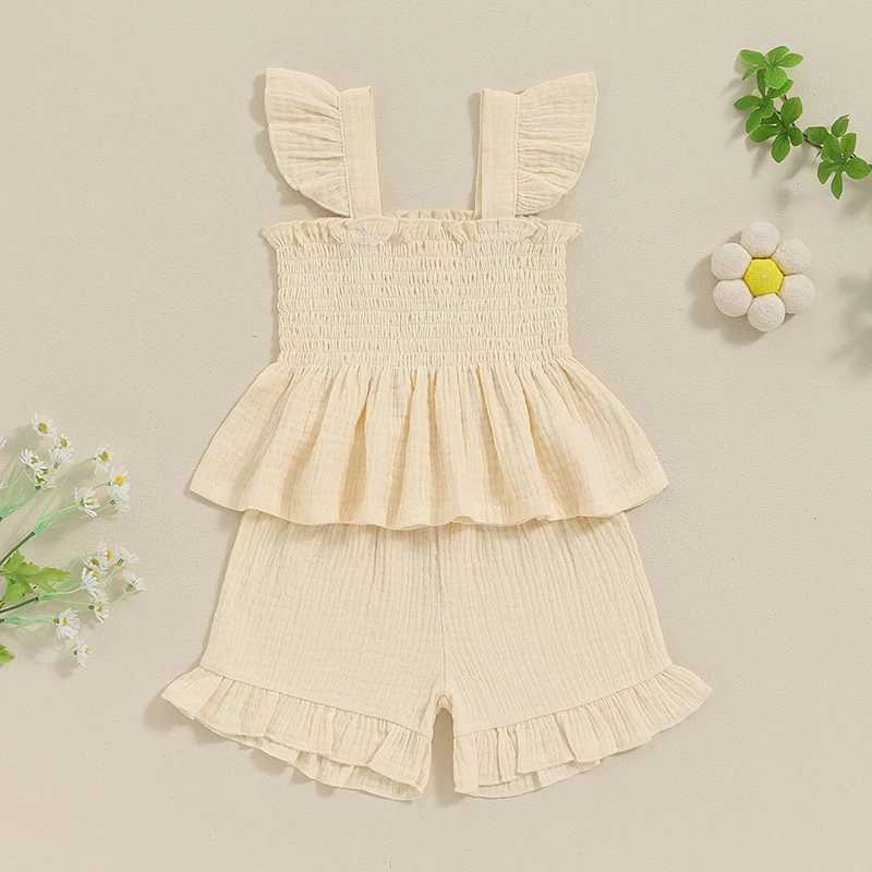 Citgeett Summer Toddler Girls Ruffles Shorts Set Sleeve Camisole Tops Elastic Waistband Shorts Outfits ClothesXJ250305