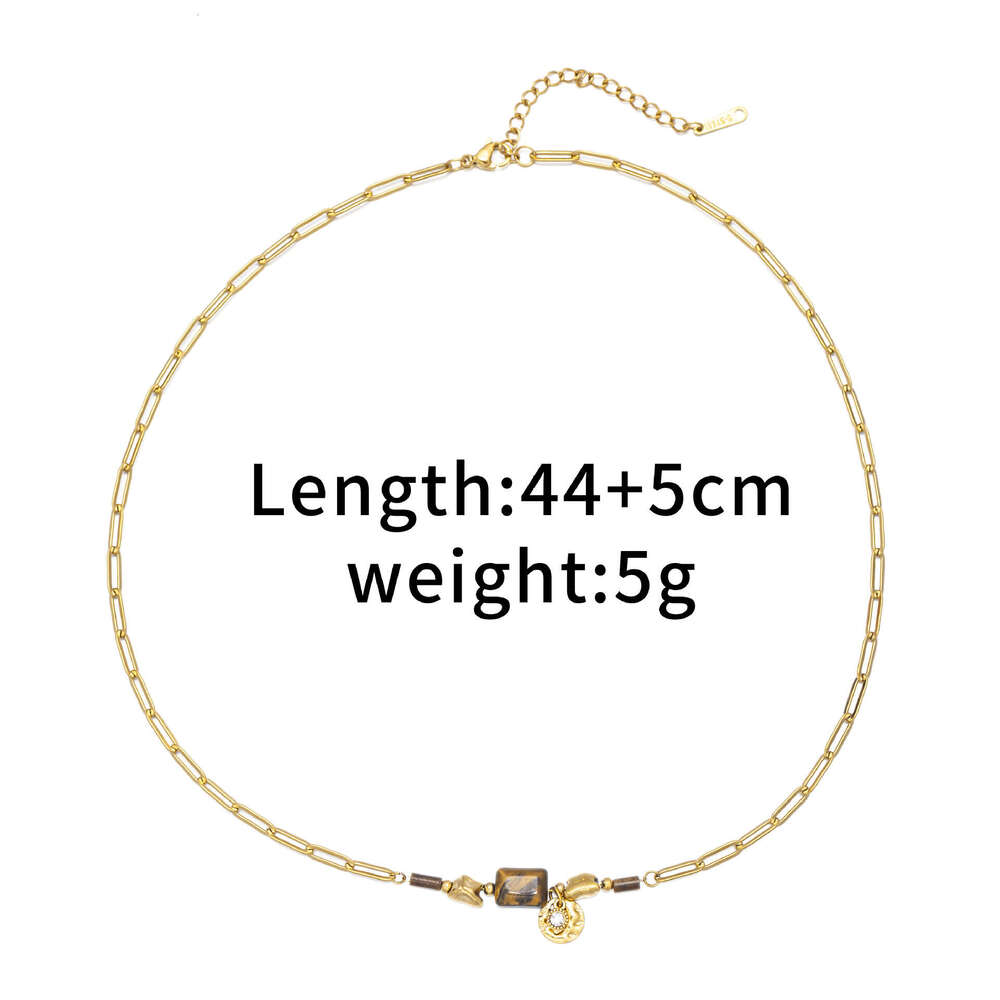 Mirad niche tiger eye stone titanium necklace, high-end sweater chain, versatile ins style stainless steel for women