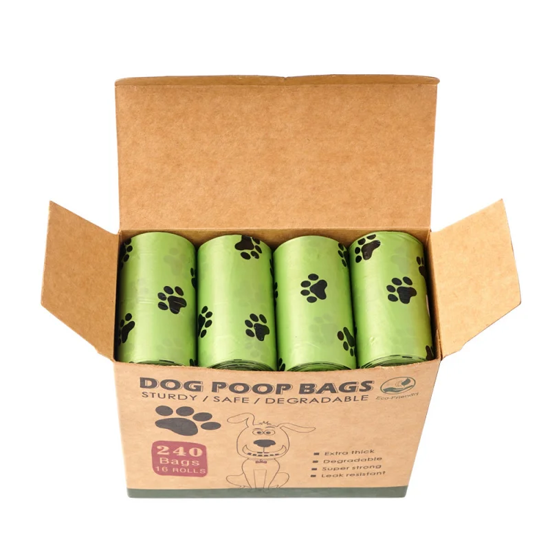 New Pet Biodegradable Trash Bag Dog Poop Bags Bulk Biobase Scented Poo Bag Degradable Cat Waste Bags Dog Poop Dispenser Gifts