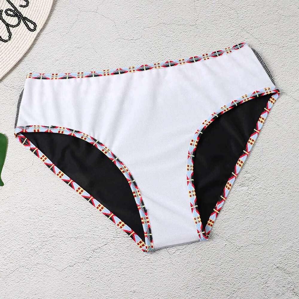 Fashion Summer Sexy Retro Pattern Printed Women's Hanging Neck Bikini Vacation Leisure Swimsuit S-5Xl Km-Ly