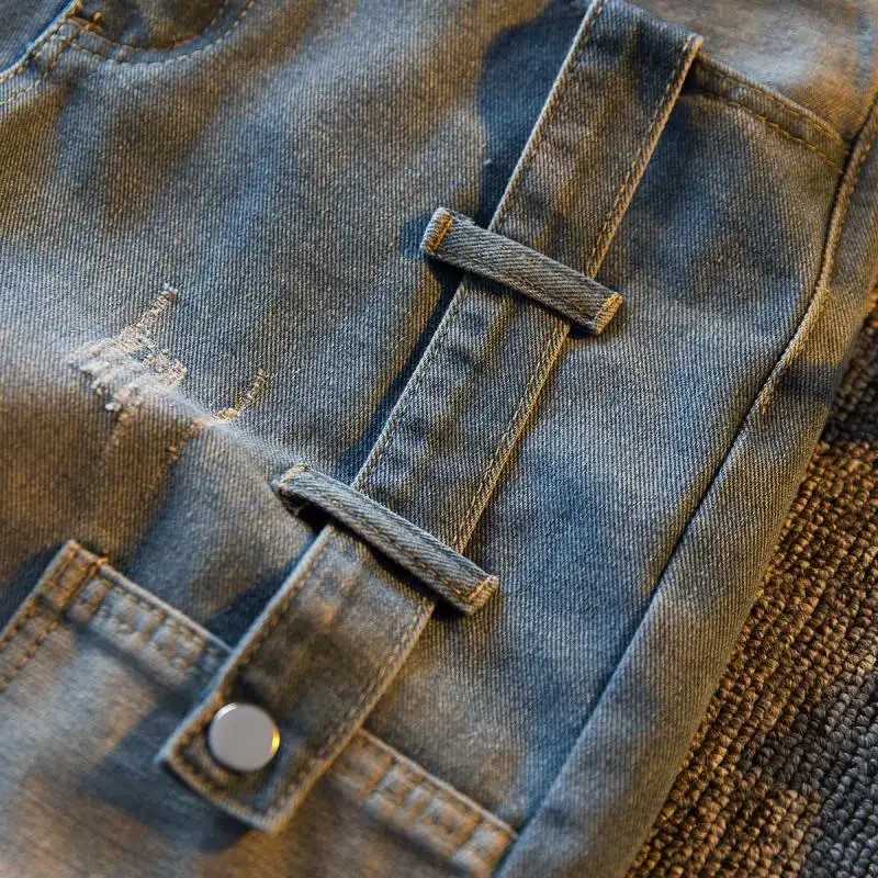 Mens Short Jeans Pants Cargo Baggy Patchwork Wide Male Denim Shorts Loose Trend 2024 Xl Korean Fashion Streetwear Cut SummerT250305