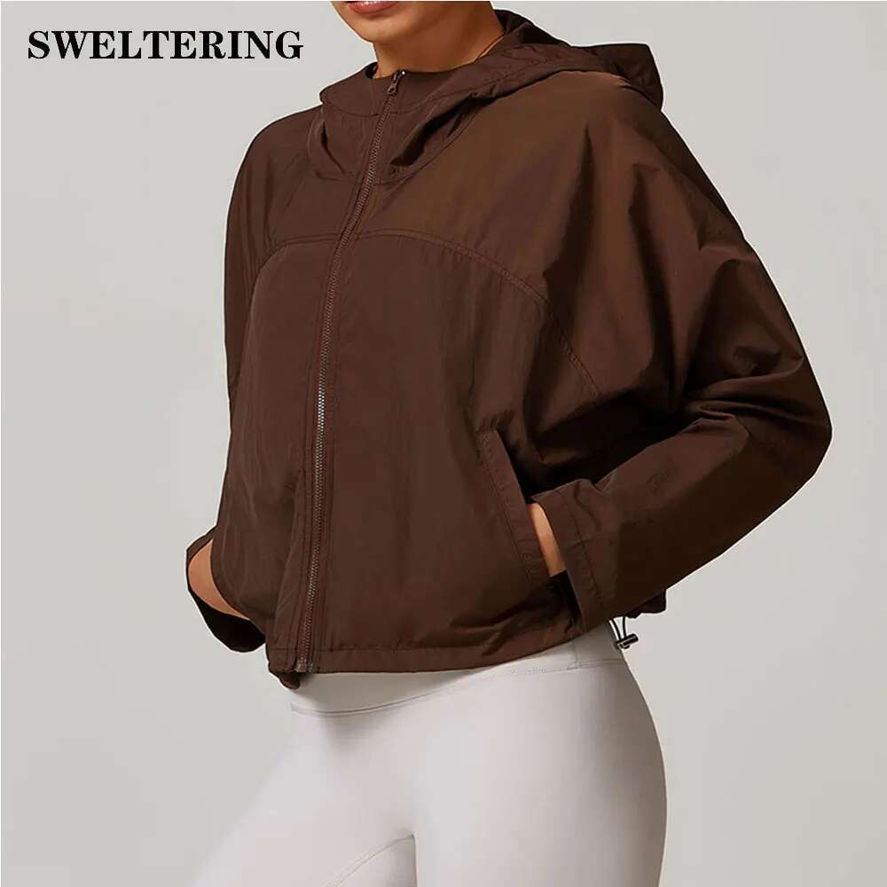 Tracksuit Women's Slim Fit Long Sleeved Fiess Coat Yoga Crop Tops Hooded Jacket Sport Push Up Workout Sweatshirts Kl-My