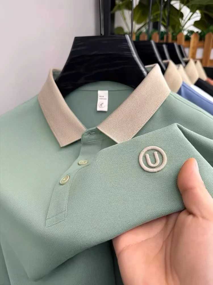 Light luxury fashion letter embroidery short sleeve POLO shirt mens summer New youth casual ice silk breathable golf T-shirtT250225