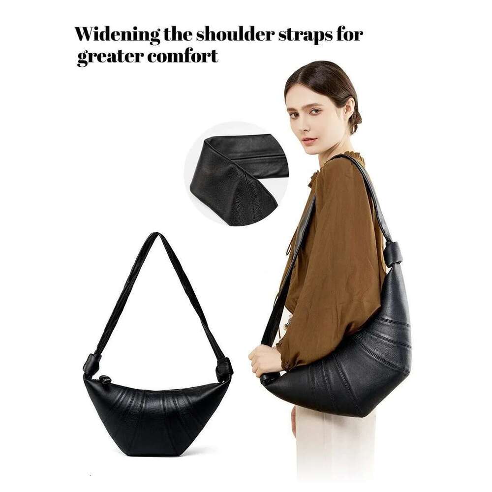New Retro Sheepskin French Croissant Fashion Horn Bag Chest Bag Trendy Niche Net Handheld Women Large Capacity