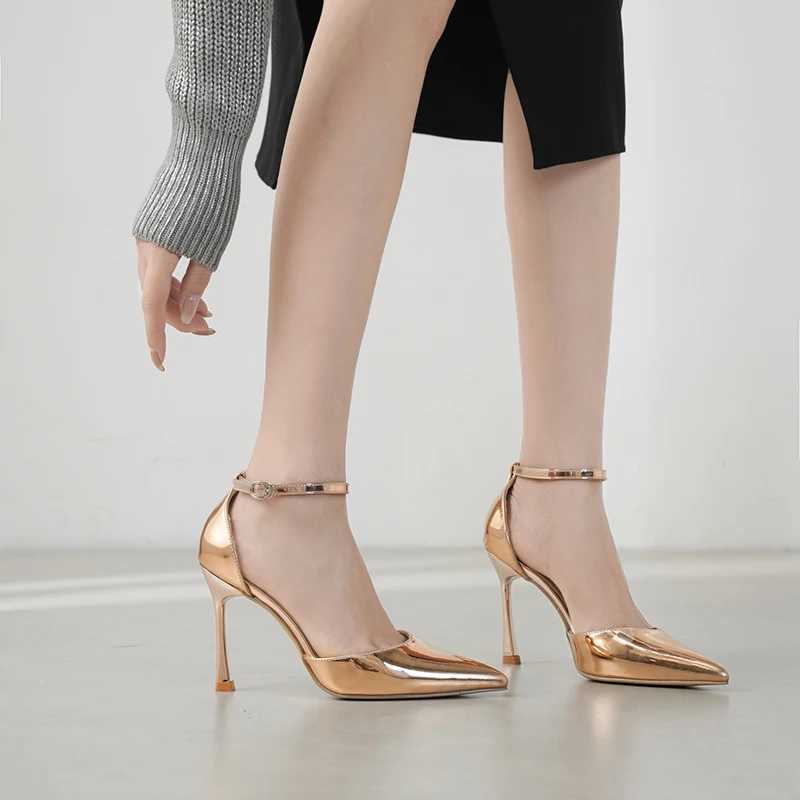 2025 New Summer Sandals White Patent Leather High H White Sandals With Pointed Toe White Pumps Shioes Y250304
