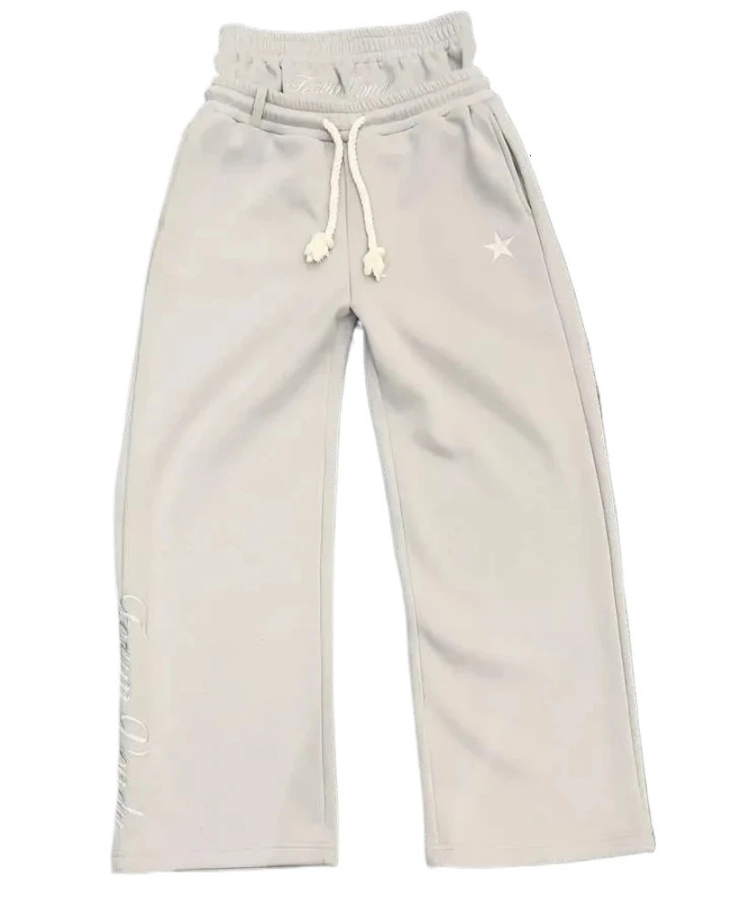 Y2k Retro Double Waist Loose Sports Pants American Simple Embroidered Streetwear Pants Women Hip-hop Trend Jogger Women Trousers 250304