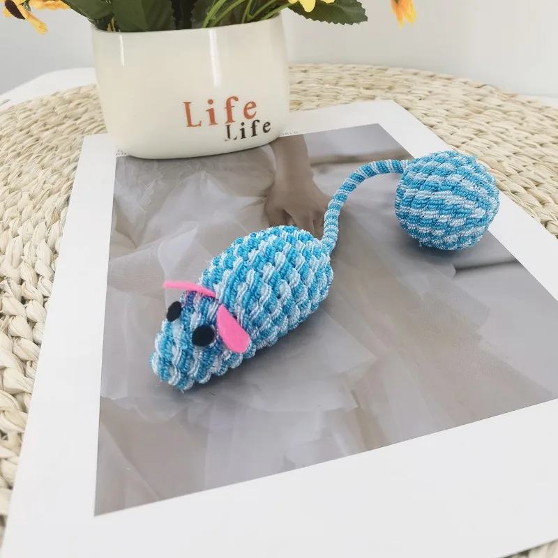 1pcs Pet Cat and Mouse Toys Colorful Woven Mouse Tail Ball Playing with Cats Rustling Sound Self Fun Toys Pet Supplies