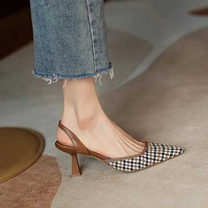 Sexy Pointed Toe Sandals Fem Fairy Style Summer 2024 New All-mah Thin Heel Slingback Temperament Wen Shoes High Heel Y250304