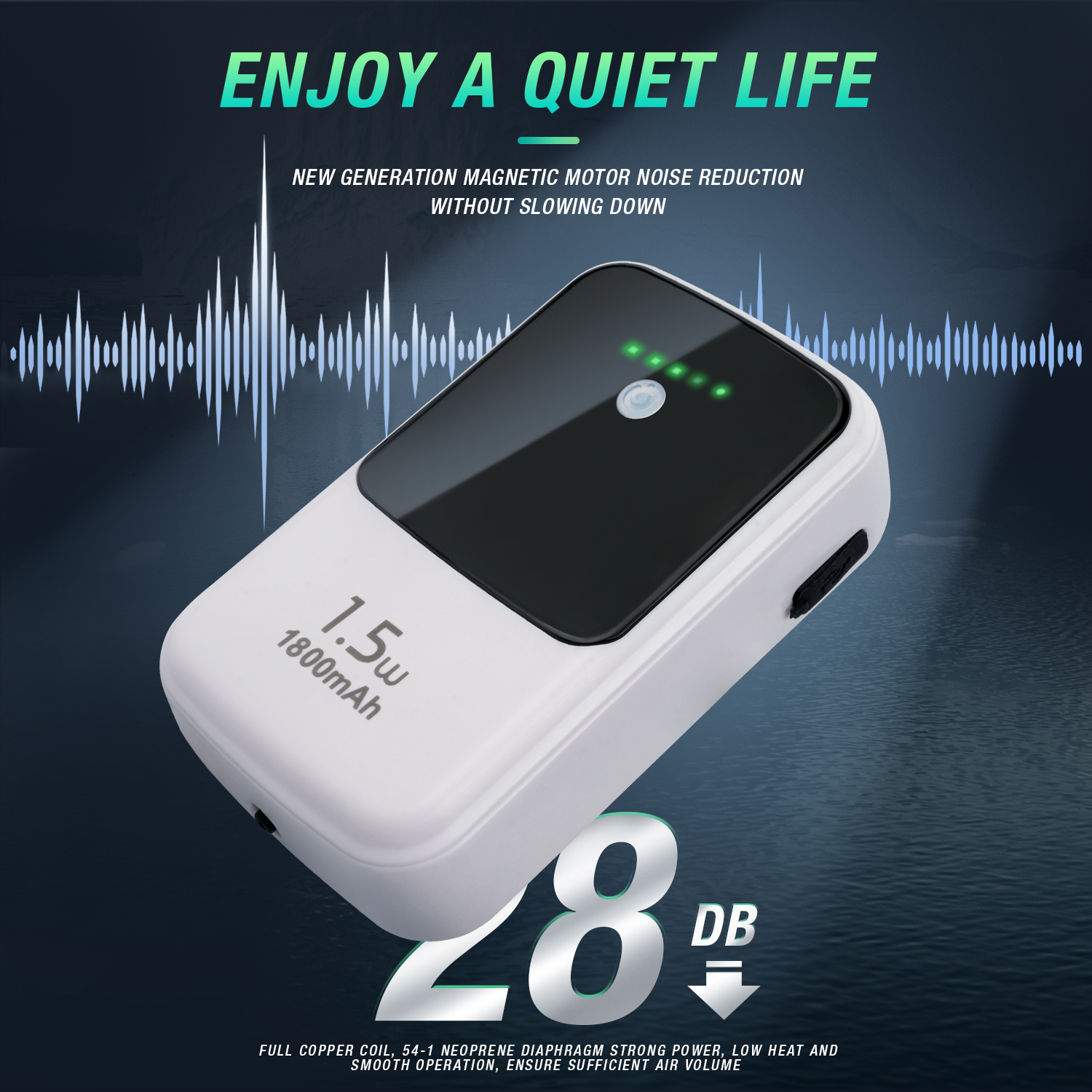 Ghosthorn Silent Dual Operating Mode Rechargeable Aerator for Fish, Large Capacity Aquarium Air Pump with Universal Clip for Mos