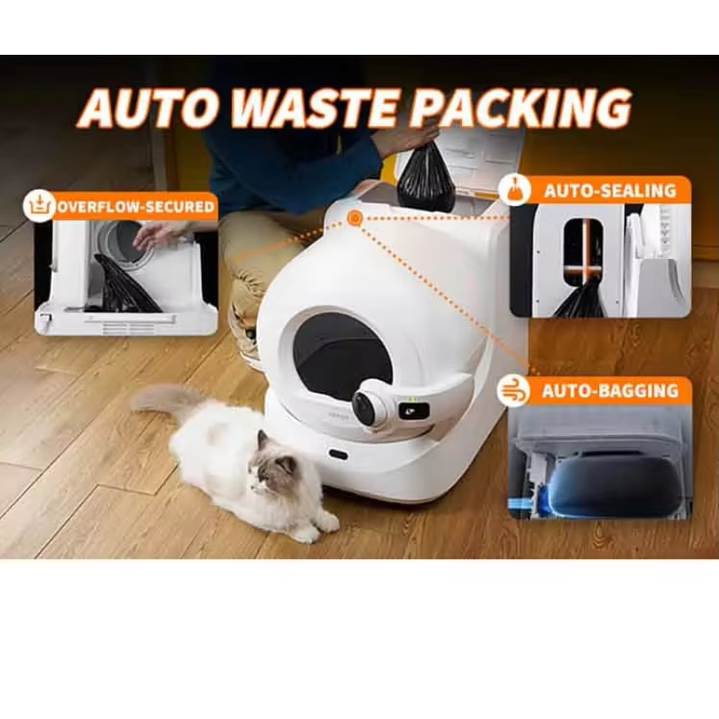 Round cat box automatic cleaning smart trash removal, cat litter box