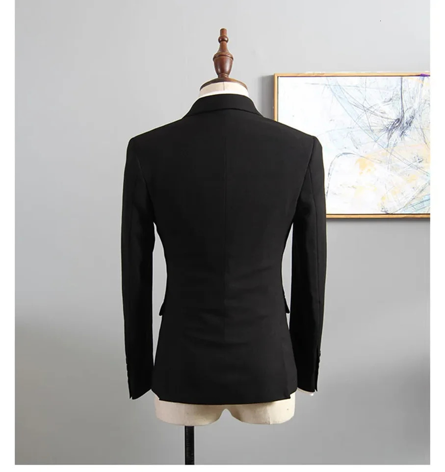 2piece mens slim fit black suit double chest top lapel jacket and formal wedding business grooms tailcoat 250224Z