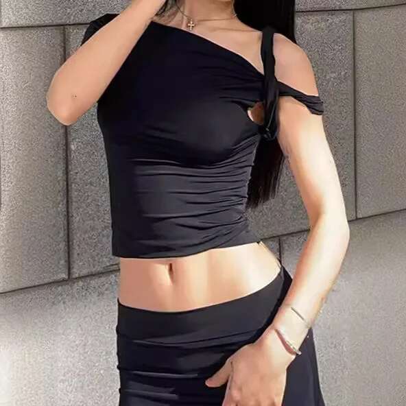 Women's T-Shirt KHY Asymmetrical Shoulder Slim Fit Shirt Fashionable And Sexy Spicy Girl Beach Skirt Set Y2k Top