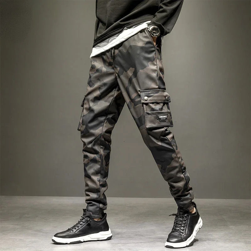 Leather pants mens winter elastic waist high casual weight loss waterproof windproof military leather cargo 250304