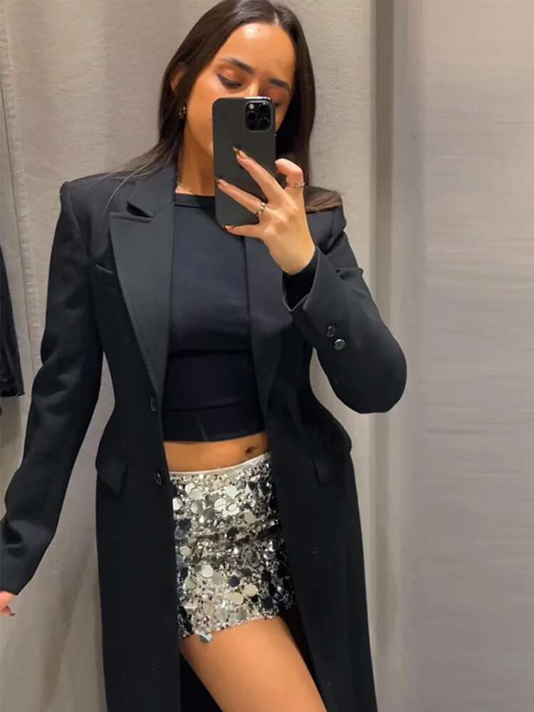 Spring Autumn Trench Coat Women Elegant V Neck Slim Medium-Length Solid Color Waist-Fitted Jacket Lady New Outerwear