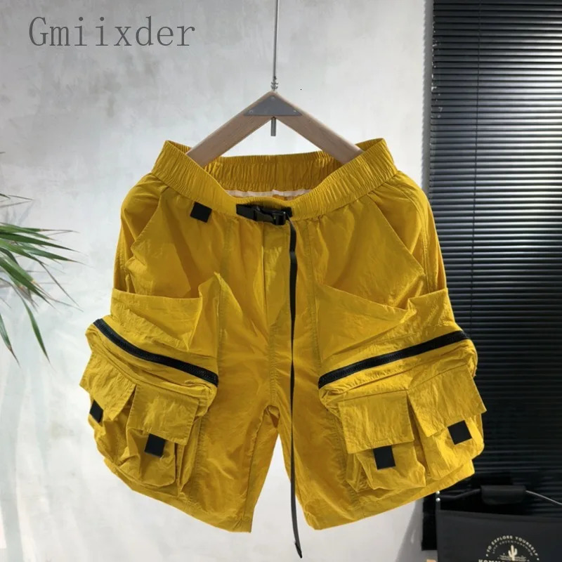 Summer Multi-pocket Cargo Shorts Men Trendy Outdoor Functional Quick-drying Straight Pants Versatile Loose Five-quarter Pants 250304