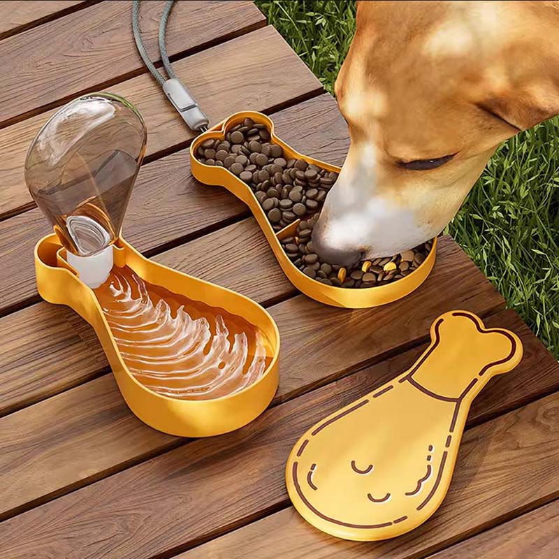 2 in 1 Folding Easy Carry Portable Bottles Foldable Pet Feeder Dog Travel Water Bottle and Bowl With Food Container