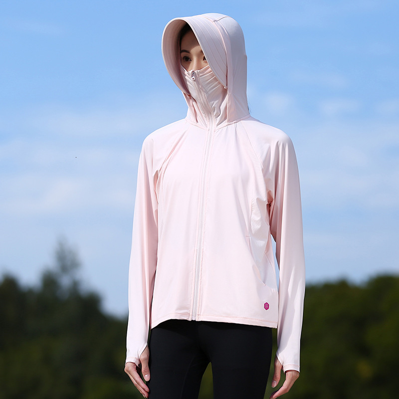 tracksuit Sunscreen clothing women, made of raw silk, sensitive, UV resistant, detachable large brim clothing, breathable ice silk sunscreen shirt for