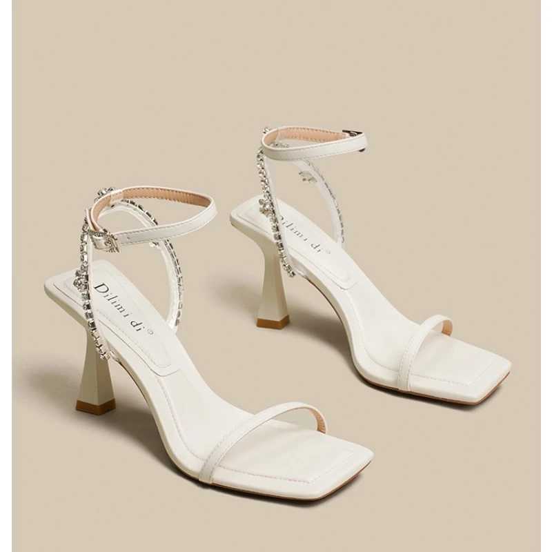 Womens Sandals Summer New High-heeled Square Head Rhine Strap Sandals Casual Fi Comfortable N-slip SandalsXJ2500305