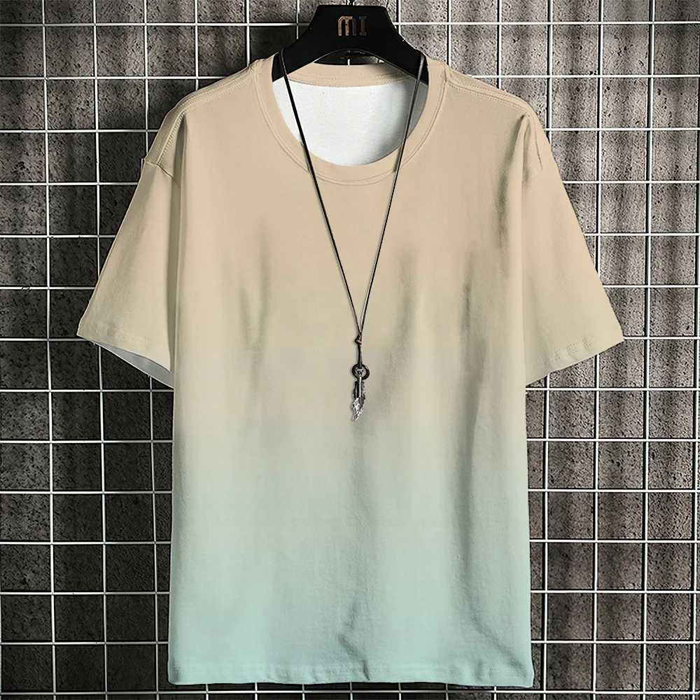 Summer Mens T-shirt Gradient Print Pattern Simple Trend Classic Street Style Designer Mens Clothing Casual High Quality TopT250305