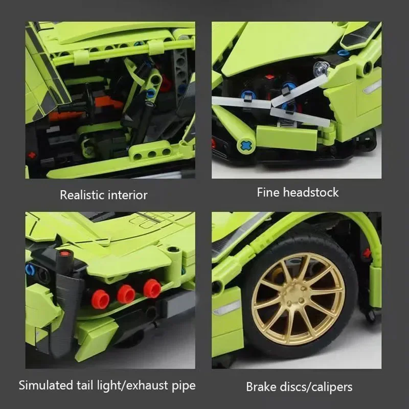 Technical Super Racing Model Bricks Racing Car 1280PCS Model Building Blocks City Mechanical Speed Vehicle Kid Adult Boys Gifts