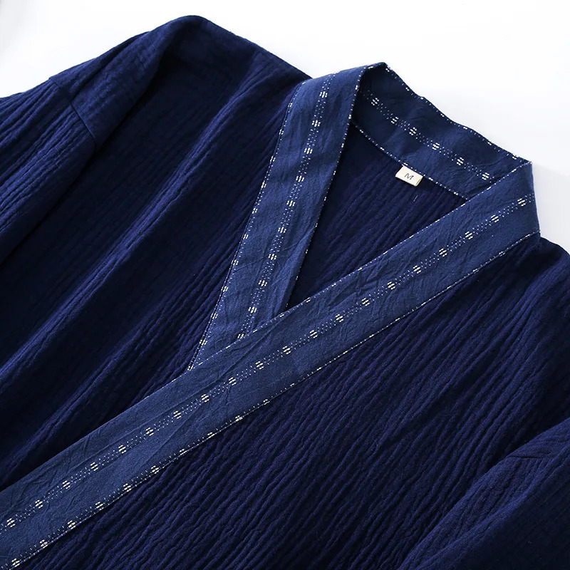 Mens Kimono Home Suits Long-sleeved Trousers Suits for Autumn and Spring Pijamas for Men Cotton Crepe Pajamas for Men 250304